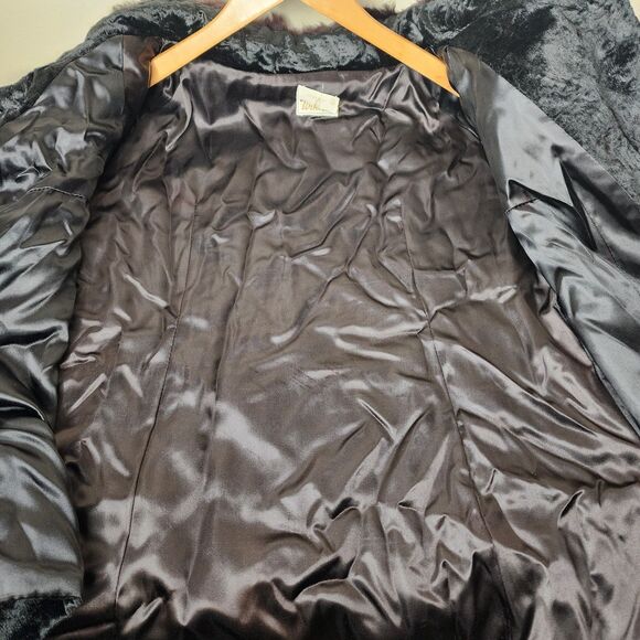 Vintage 60s Persian Velvet Coat Faux Mink Fur Trim Collar Cuffs Womens Small-Med - Picture 12 of 13